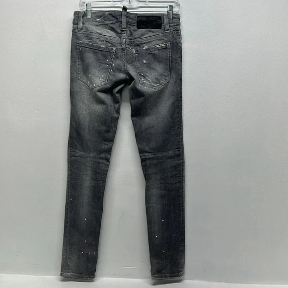 Dsquared Jeans Denim Ankle Zip Pants Paint Splattered Light Grey Size 40 / US 4 - Picture 11 of 16